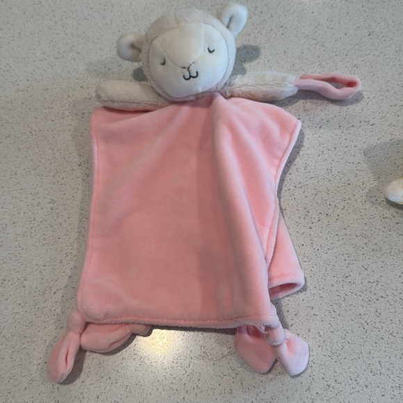 Plush Lamb pink and Bee yellow Toy Set - Pink and Yellow lovey set - Picture 4 of 8